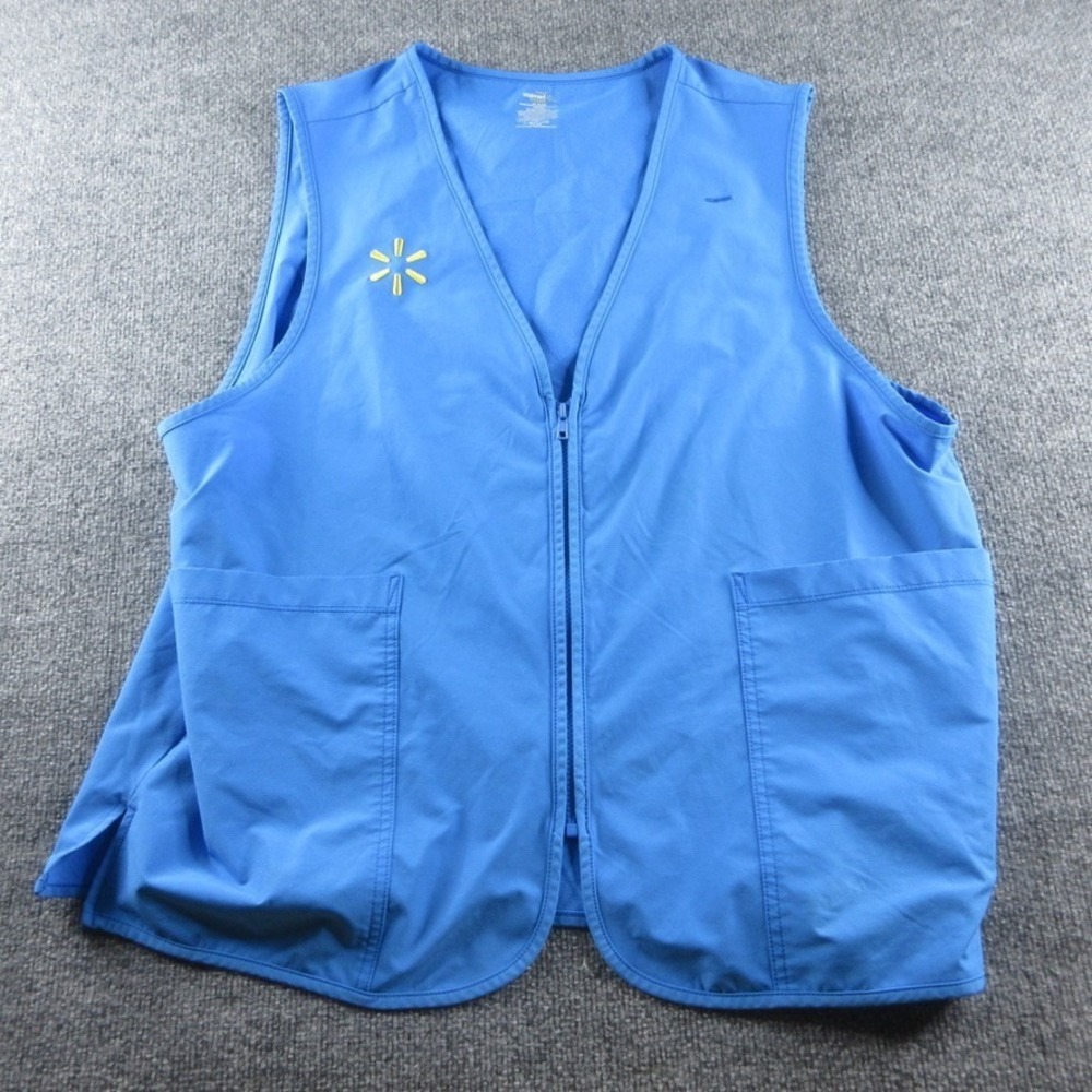 Walmart Employee Vest Adult XL Blue Full Zip Sleeveless Associate Uniform